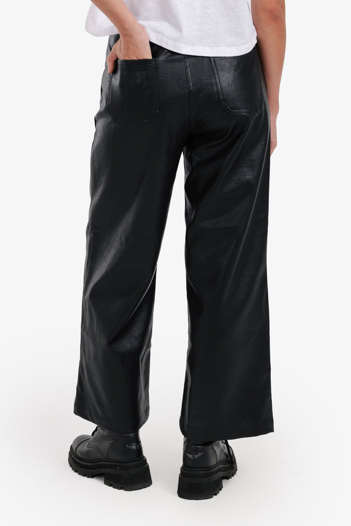 Flare Leg Faux Leather Pants