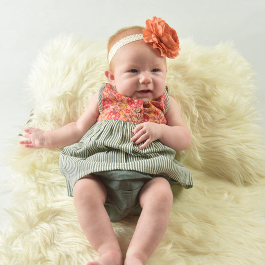 Floral And Grey Pin Stripe Dress With Matching Bloomer Dress Yo Baby Wholesale