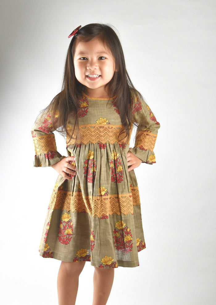 Floral Cement Lace Detail Dress Dress Yo Baby Wholesale