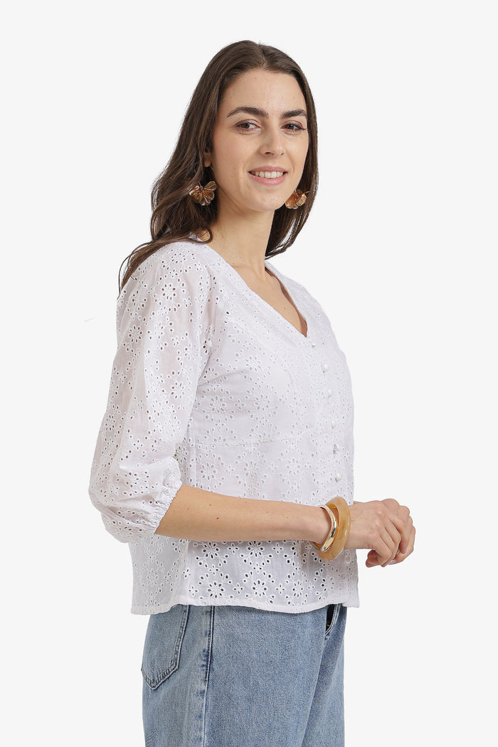 Floral Perforated Top