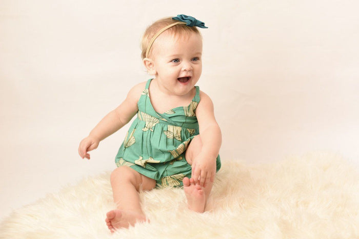Floral Turquoise Strappy-Dress & Diaper Cover 2-pc. set Yo Baby Wholesale