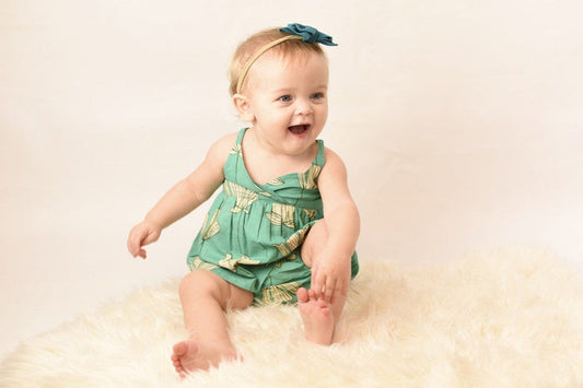 Floral Turquoise Strappy-Dress & Diaper Cover 2-pc. set Yo Baby Wholesale