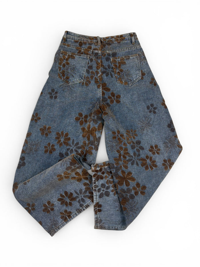 Flower Pattern Baggy Jeans