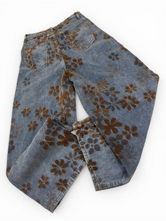 Flower Pattern Baggy Jeans