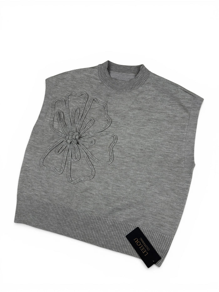 Flower Relief Knit Top