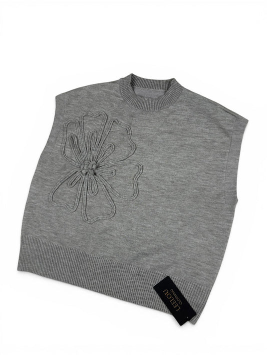 Flower Relief Knit Top
