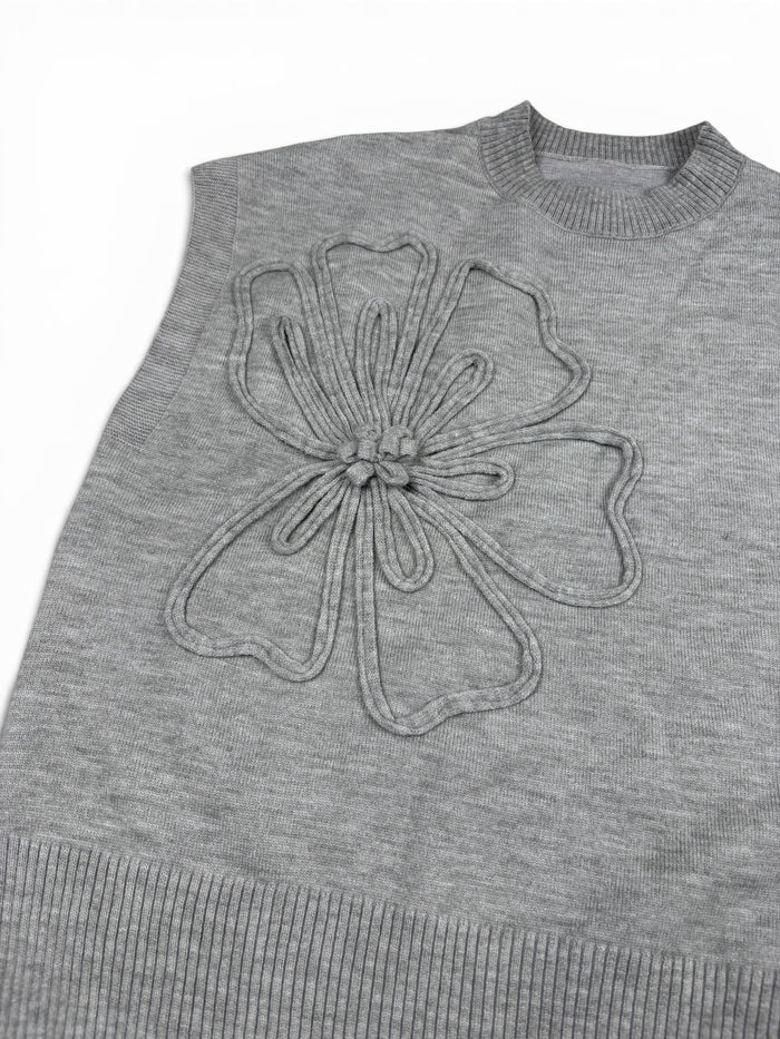 Flower Relief Knit Top