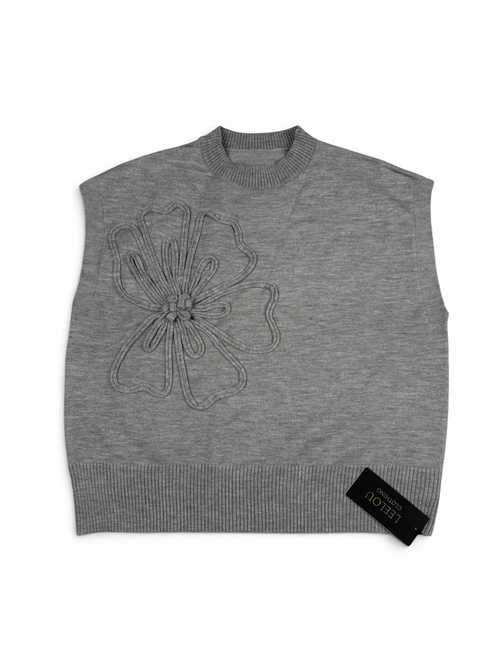 Flower Relief Knit Top