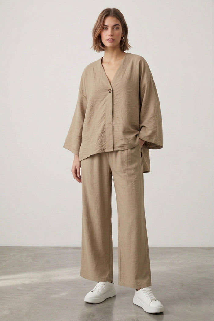 Flowy Button-Front Kimono
