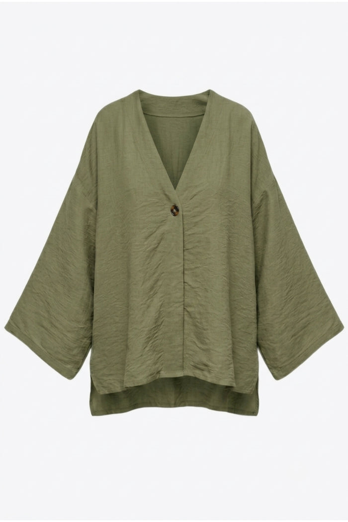 Flowy Button-Front Kimono
