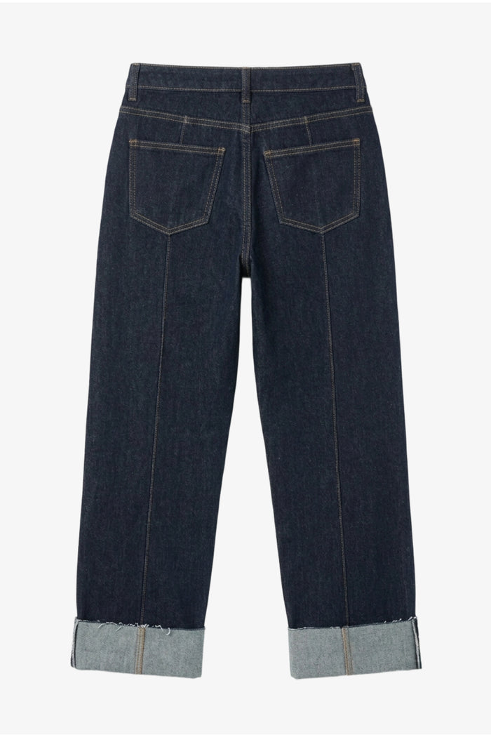 Folded-Cuff Denim Pants