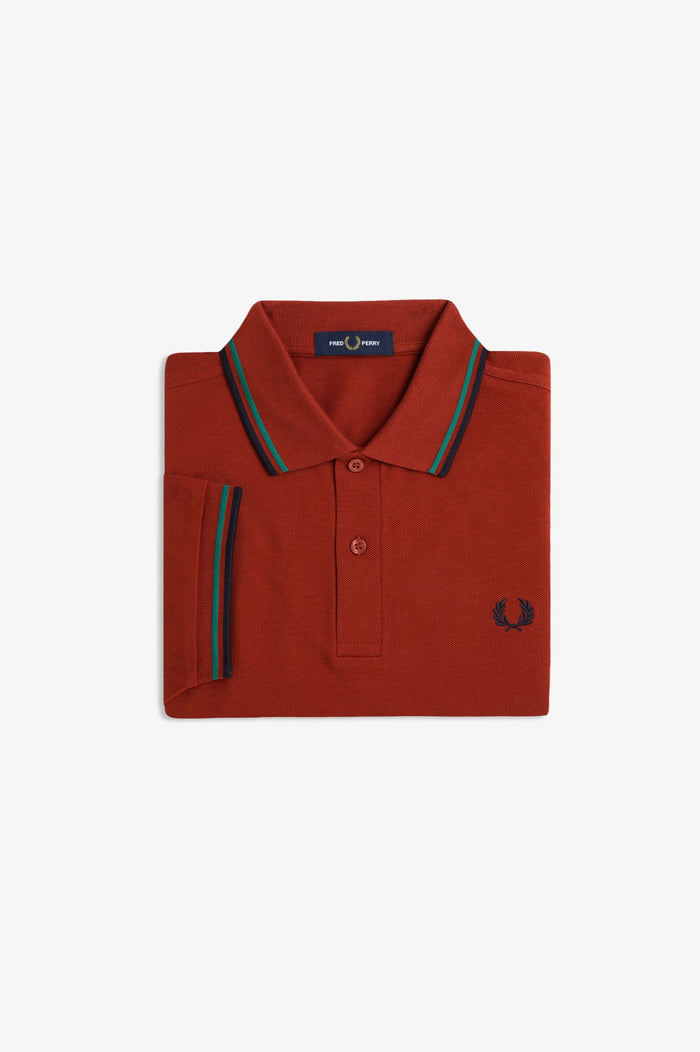 Fred Perry Polo Burnt Red / Sport Green / Navy