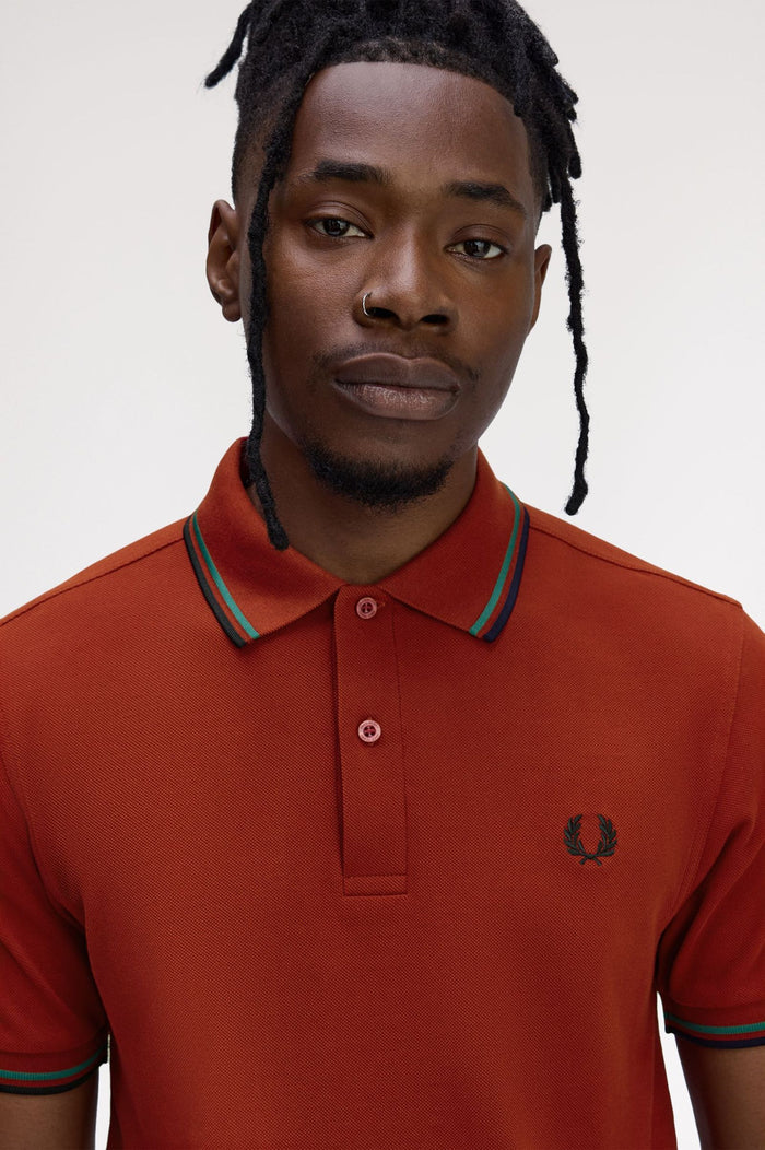 Fred Perry Polo Burnt Red / Sport Green / Navy
