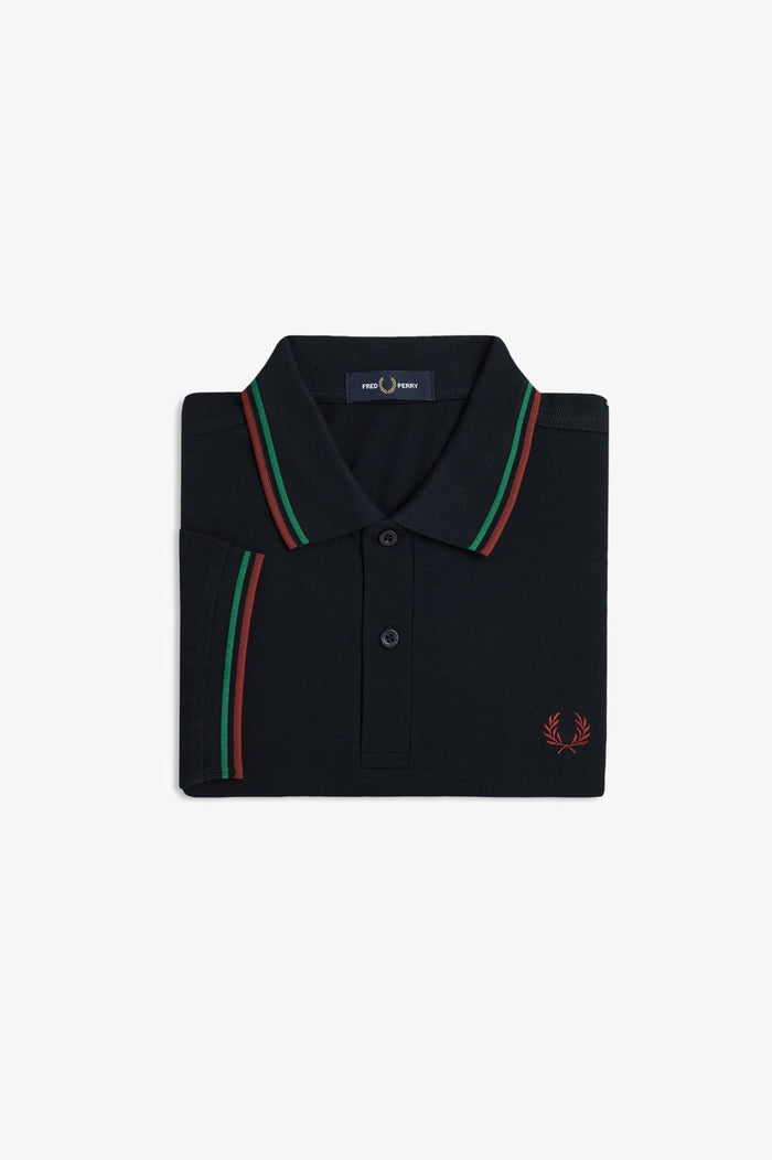 Fred Perry Polo Navy / Sport Green / Burnt Red