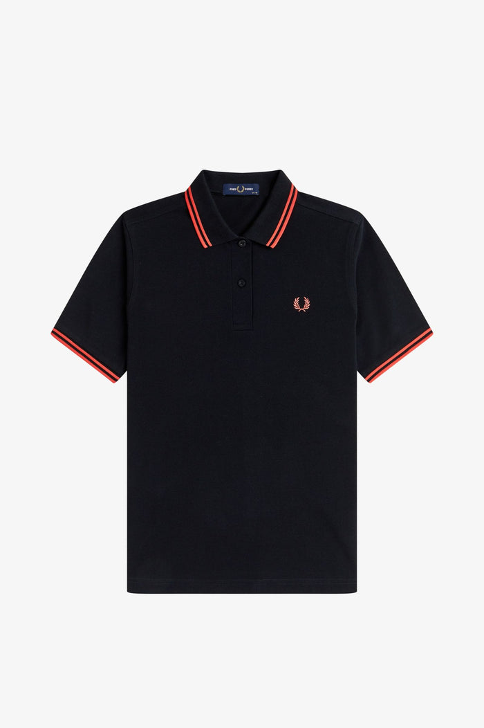Fred Perry Womens Polo Black / Flamingo tan