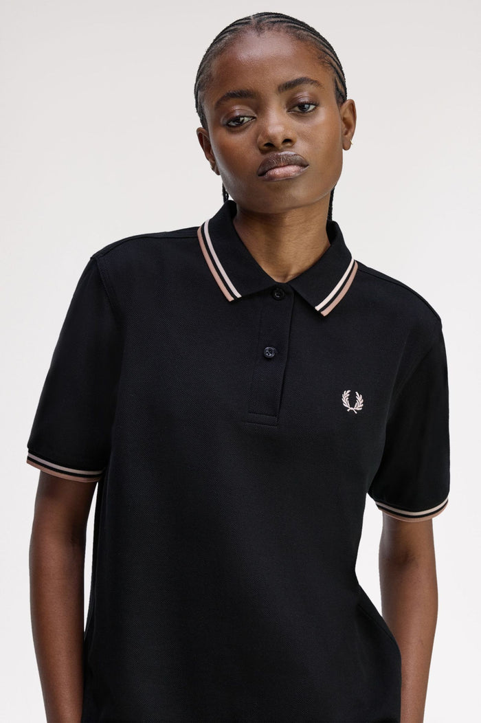 Fred Perry Womens Polo Black / Silky Peach / Blossom