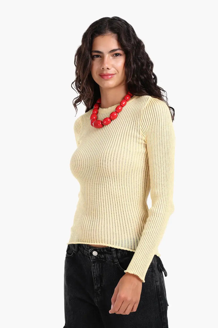 Frilled Hem Ribbed Top