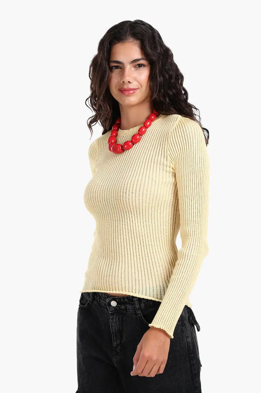 Frilled Hem Ribbed Top