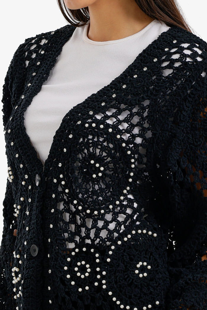 Fringed Crochet Kimono
