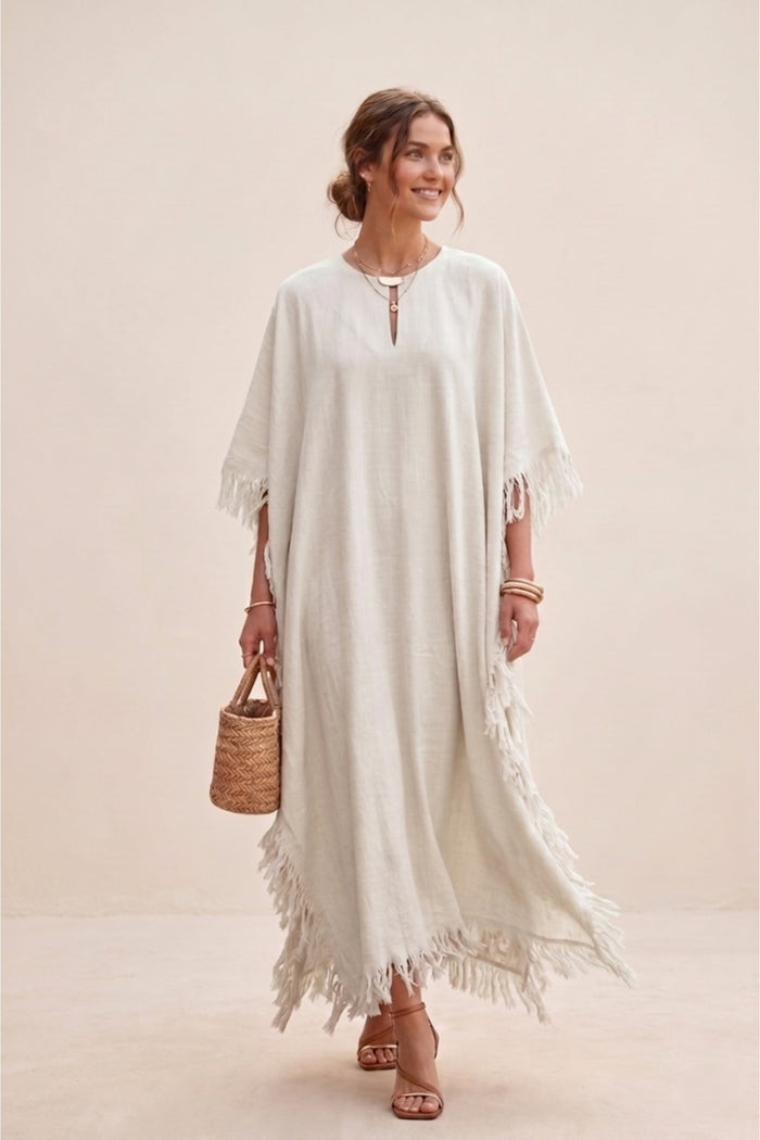 Fringed Trim Maxi Dress