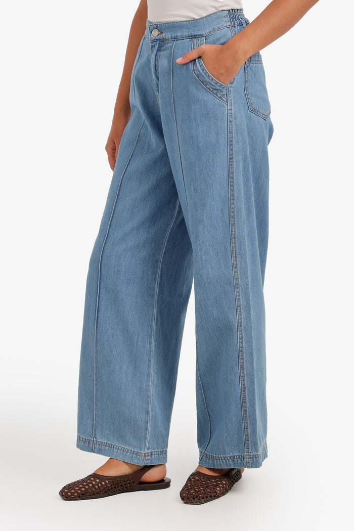 Front-Seam Denim Pants