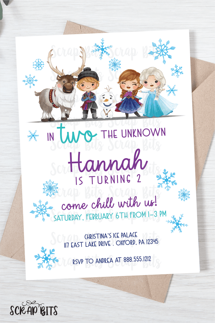 Frozen Birthday Invitation, In Two The Unknown Frozen Friends . Instant Download Editable Template - Scrap Bits