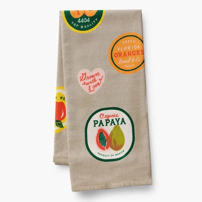 Fruit Stickers Tea Towel