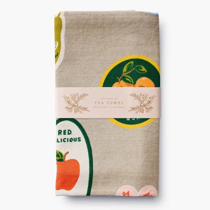 Fruit Stickers Tea Towel