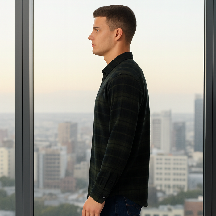 Full Sleeve Check Olive