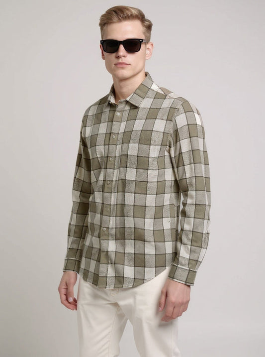 Full Sleeve Check Sage Grey