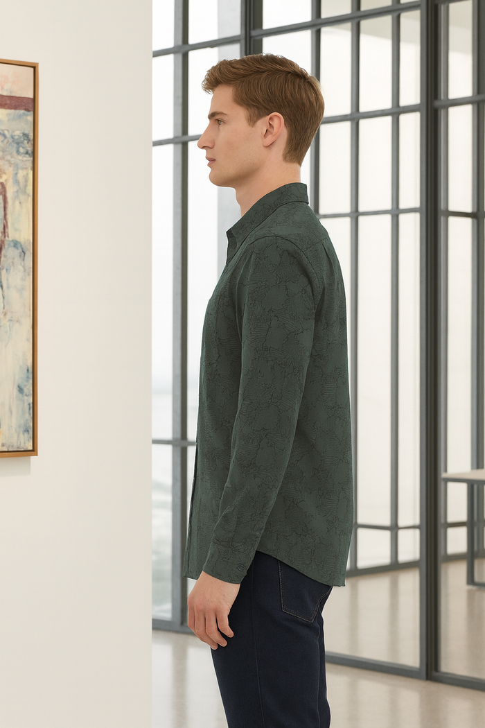 Full Sleeve Jacquard Fern Green
