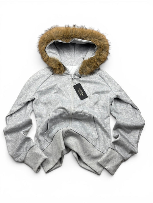 Fur Hood Zip Up Hoodie