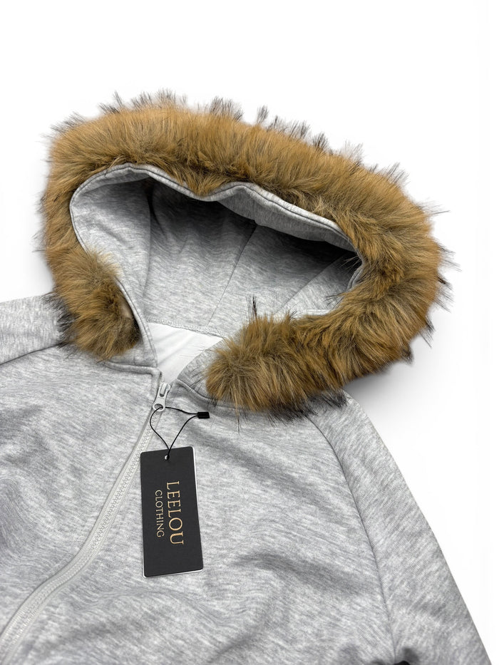 Fur Hood Zip Up Hoodie