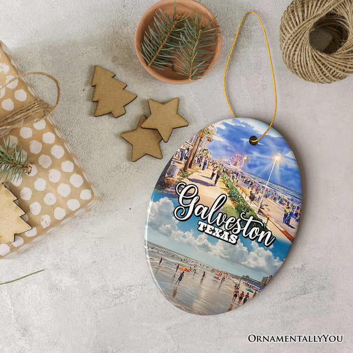 Galveston Cultural Ceramic Ornament, Texas Coastal Christmas Gift Ceramic Ornament OrnamentallyYou