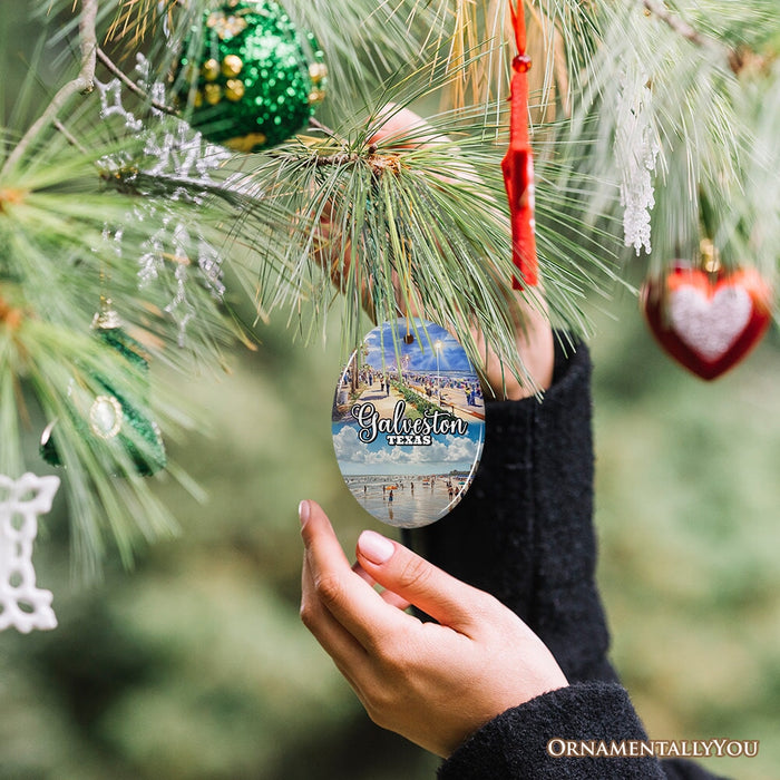 Galveston Cultural Ceramic Ornament, Texas Coastal Christmas Gift Ceramic Ornament OrnamentallyYou