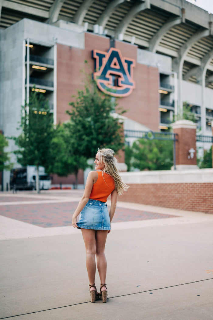 Game Time Sleeveless Sweater - Orange
