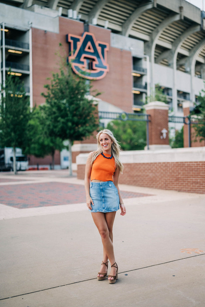 Game Time Sleeveless Sweater - Orange