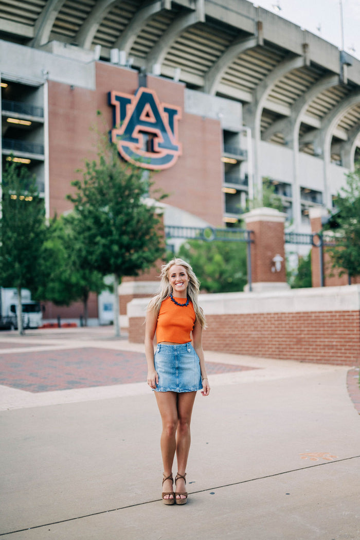 Game Time Sleeveless Sweater - Orange