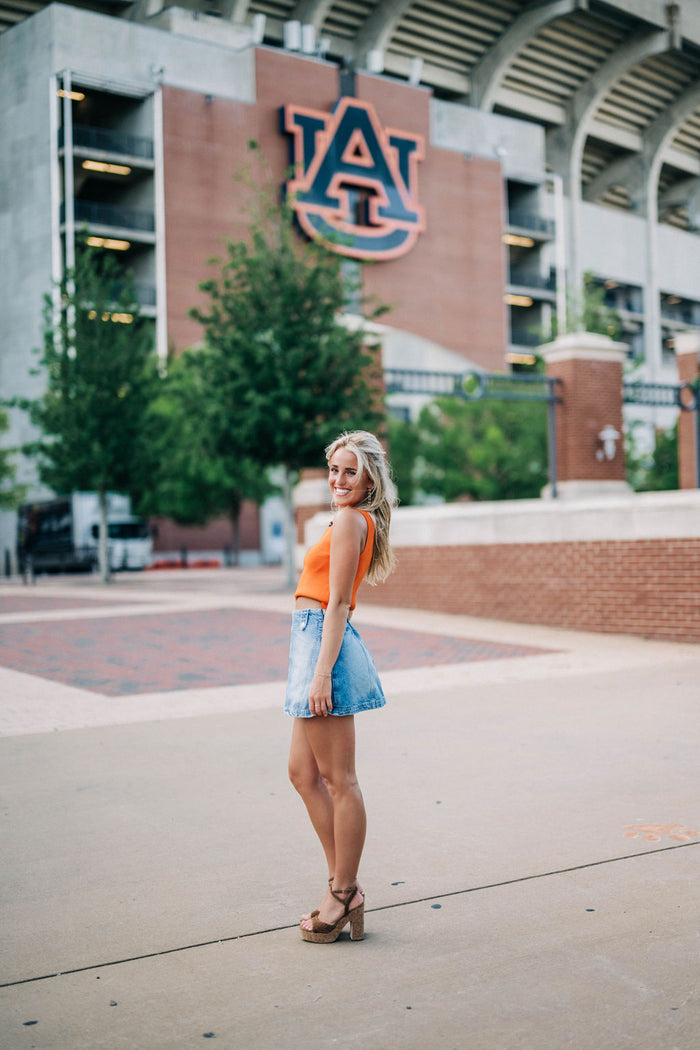 Game Time Sleeveless Sweater - Orange