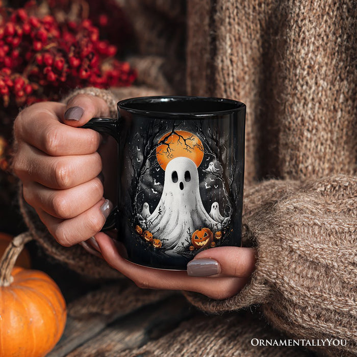 Ghost Night Halloween Personalized Mug, Spooky Horror Gift with Custom Name Personalized Ceramic Mug OrnamentallyYou