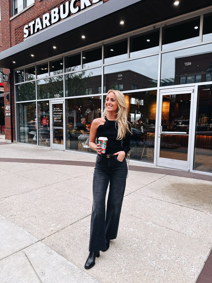Gia Rose Knit Top - Black