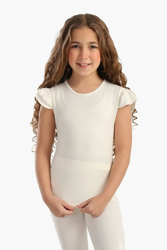 Girly Ribbed Ruffle Top