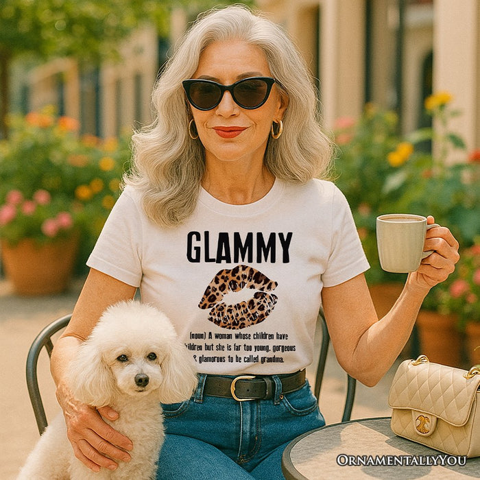 Glammy Leopard Lips T-Shirt, Coquette White Tee for Stylish and Glamorous Grandmas T-Shirts OrnamentallyYou