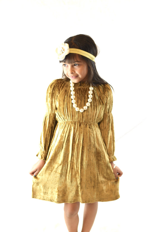 Gold Velvet Shimmer Dress Dress Yo Baby Wholesale