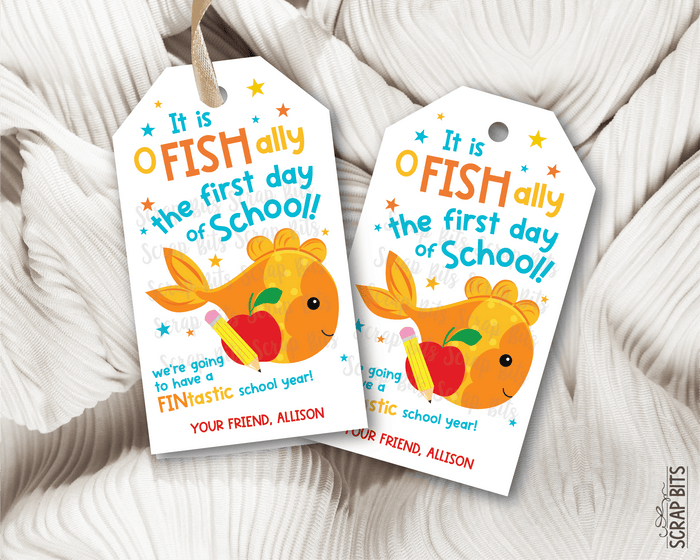 Goldfish Back To School Gift Tags, O FISH Ally First Day of School - Scrap Bits