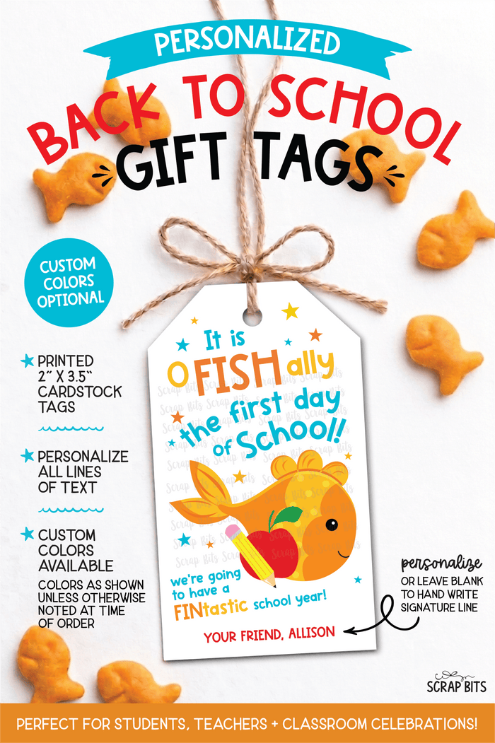 Goldfish Back To School Gift Tags, O FISH Ally First Day of School - Scrap Bits