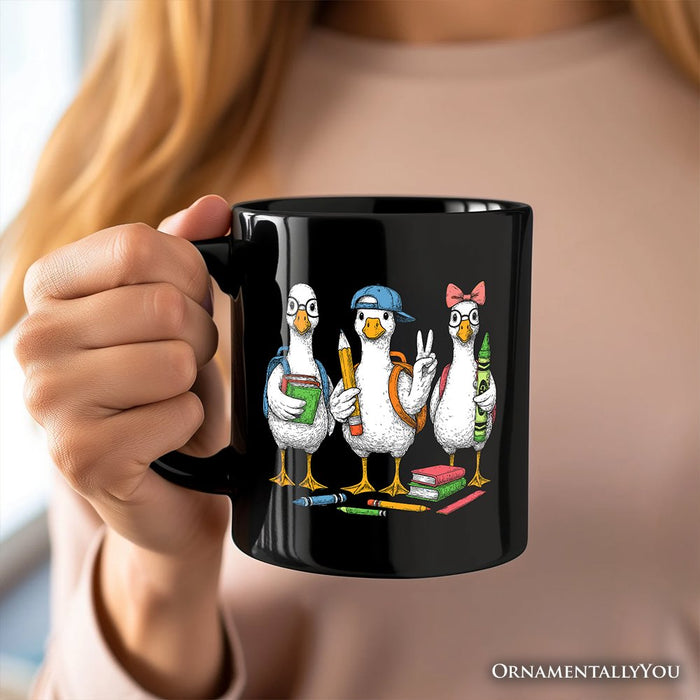 Goose Back to School Personalized Mug, Cute Teacher Student Classroom Gift with Custom Name Personalized Ceramic Mug OrnamentallyYou