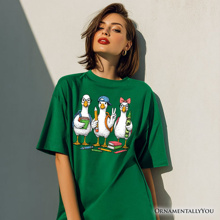 Goose Back to School T-Shirt, Cute Teacher Student Classroom Tee T-Shirts OrnamentallyYou