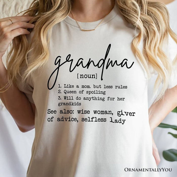 Grandma Definition T-Shirt, White, Natural, Navy and Black Funny Tee for Grandmothers T-Shirts OrnamentallyYou