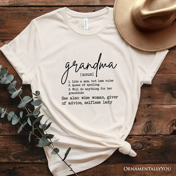 Grandma Definition T-Shirt, White, Natural, Navy and Black Funny Tee for Grandmothers T-Shirts OrnamentallyYou Natural XS